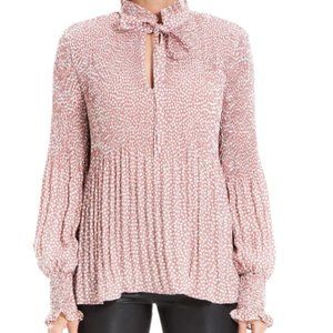 Long Sleeve Balloon Sleeve Pink Blouse